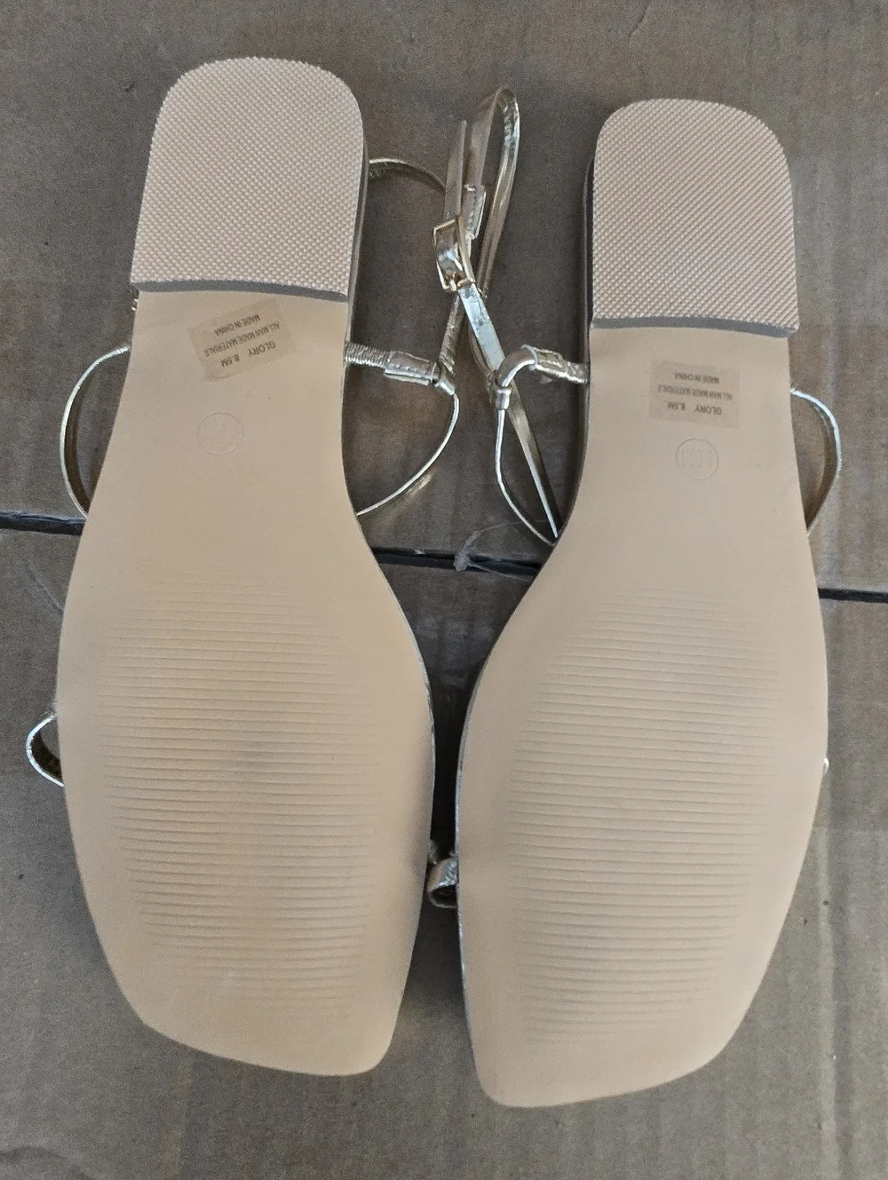 Joie Gold Glory Metallic Strappy Flat Sandals Size 8.5 Minimalist Square Toe - Picture 3 of 6